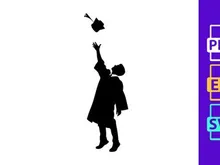 Graduation Cap Toss Silhouette