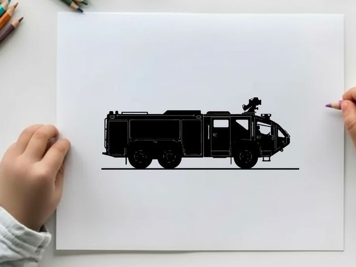 Silhouette of a large emergency vehicle likely a fire truck or rescue unit