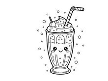 Cute milkshake with smiling face straw vector illustration