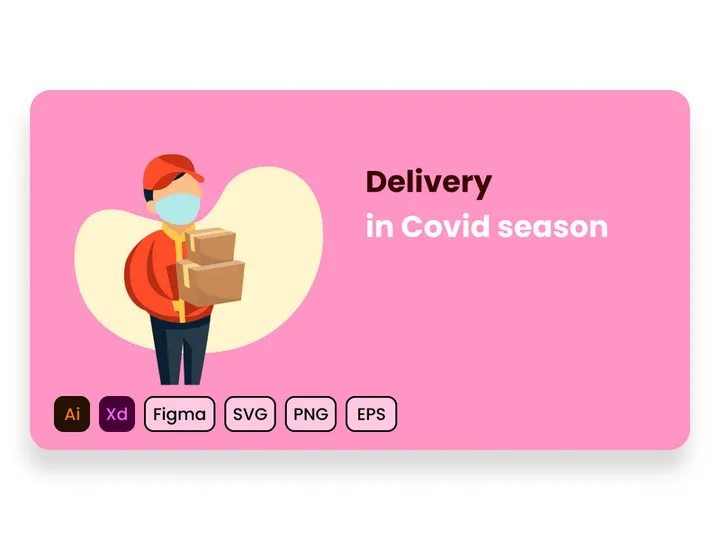 Delivery in the Covid season. Flat design concept.