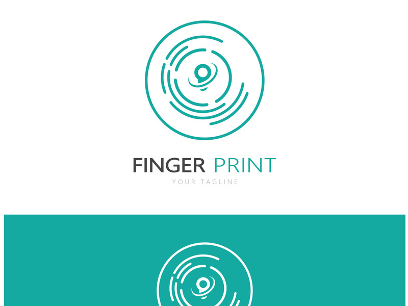 simple flat fingerprint logo,for security,identification,badge,emblem,business card,digital,vector