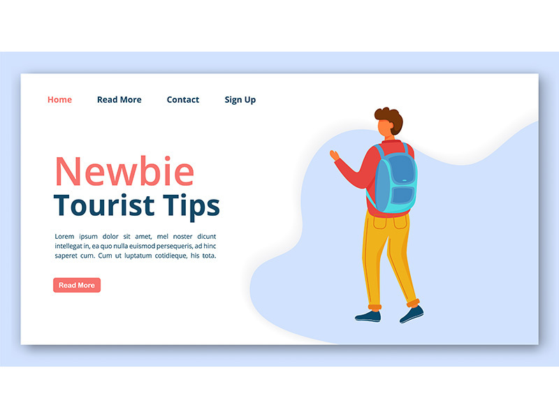 Newbie tourist tips landing page vector template