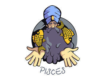 Pisces zodiac sign man flat cartoon vector illustration preview picture