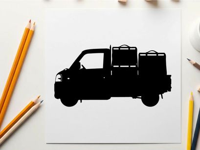 Silhouette of a delivery van with cargo