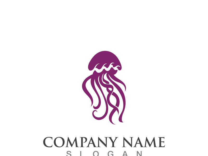 Jellyfish icon illustration design, simple logo template vector