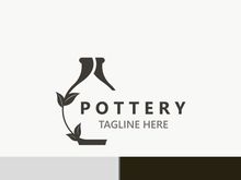 Pottery logo design handmade, creative traditional mug craft concept inspiration nature workshop