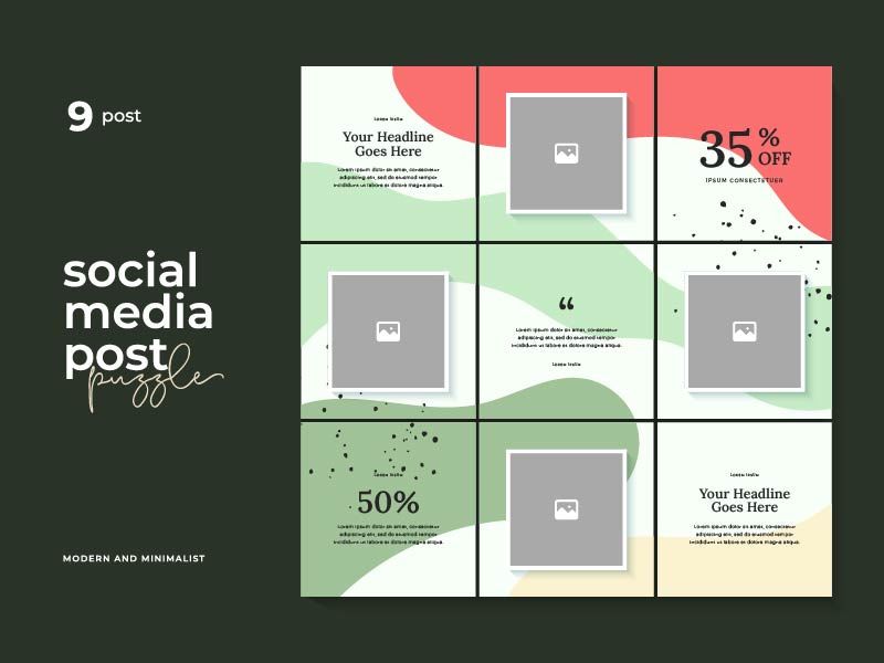 Social Media Post Template Instagram Puzzle Vector