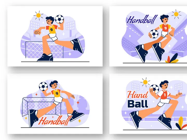 10 Handball Sports Illustration