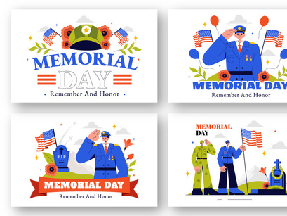 9 Patriotic Memorial Day Illustration