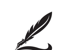 Feather quill design icon and logo illustration classic stationery