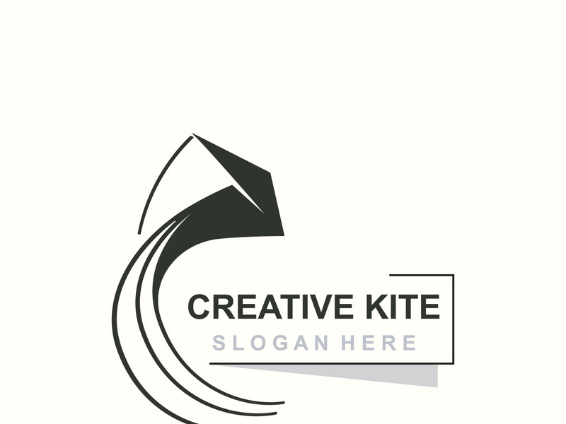 Kite logo design, flying paper kite Flat illustration vector company template