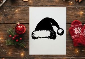 Festive Santa Hat with White Fur Trim and Pom-Pom