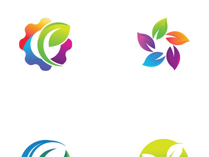 Colorful natural leaf logo design.