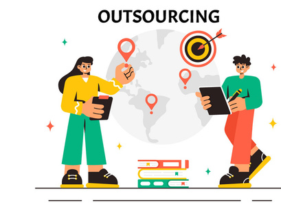 11 Global Outsourcing Business Illustration