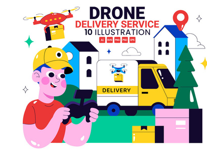 10 Drone Delivery Service Illustration