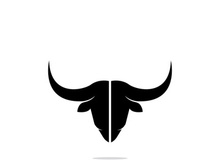 Retro vintage bull head horns logo design.