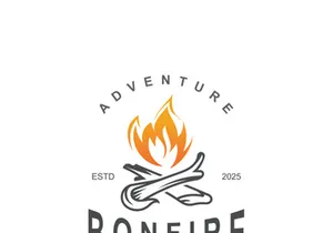 Bonfire Logo Design wood and fire camping adventure vintage illustration