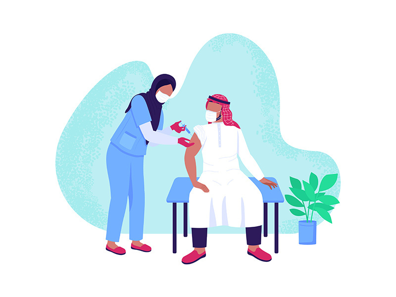 Vaccination process flat concept vector illustration