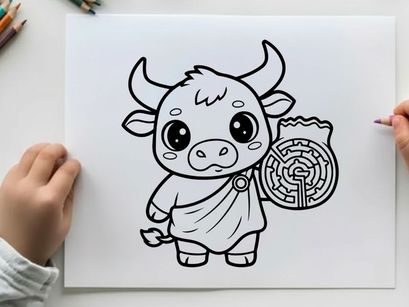 Cute cow with brain vector illustration flat design