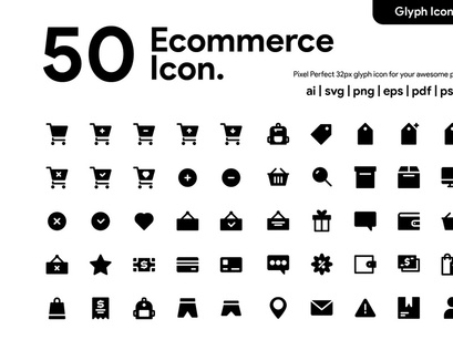 50 Ecommerce Glyph Icon