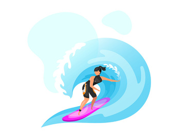 Surfing flat vector illustration preview picture
