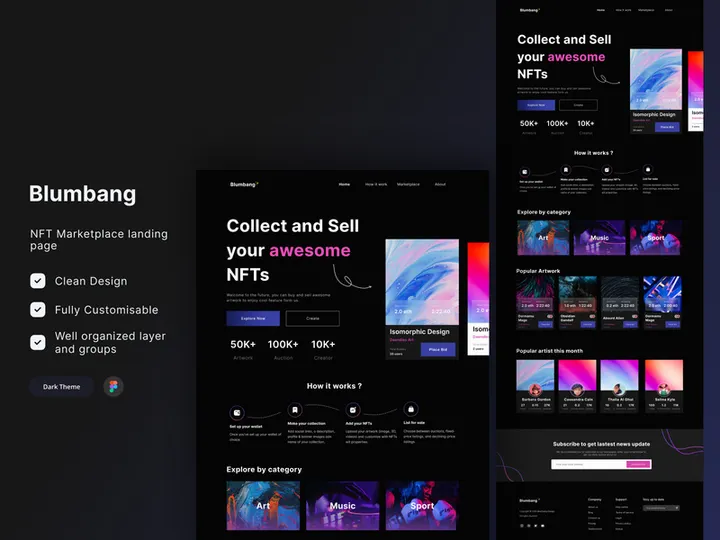 NFT Marketplace Landing Page - Blumbang preview picture