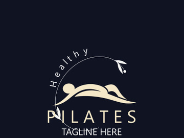Abstract Pilates Logo, Yoga identity body balance vector monoline Design Template. wellness lifestyle preview picture
