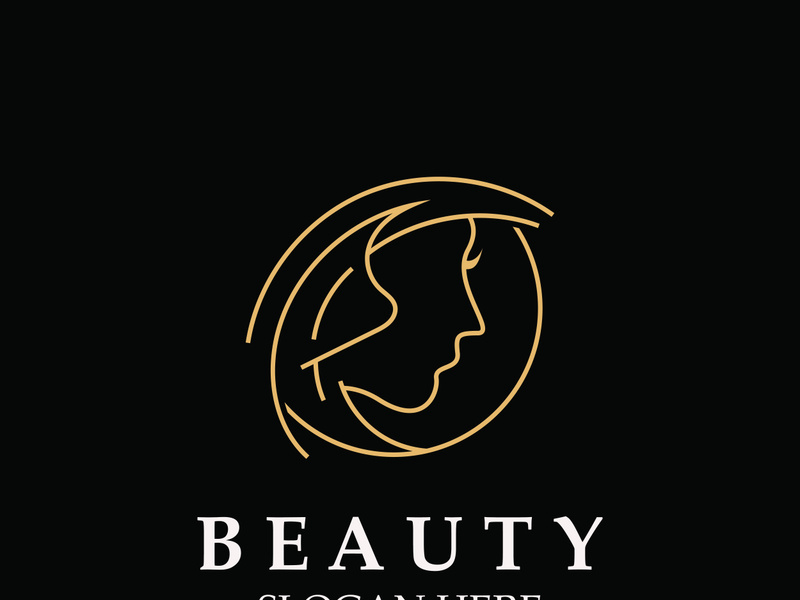 Woman Beauty care logo. Nature face saloon and spa design flat vector