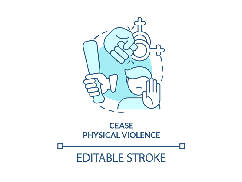 Cease physical violence turquoise concept icon