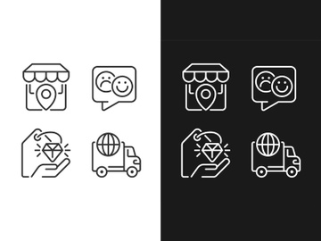Shopping pixel perfect linear icons set preview picture