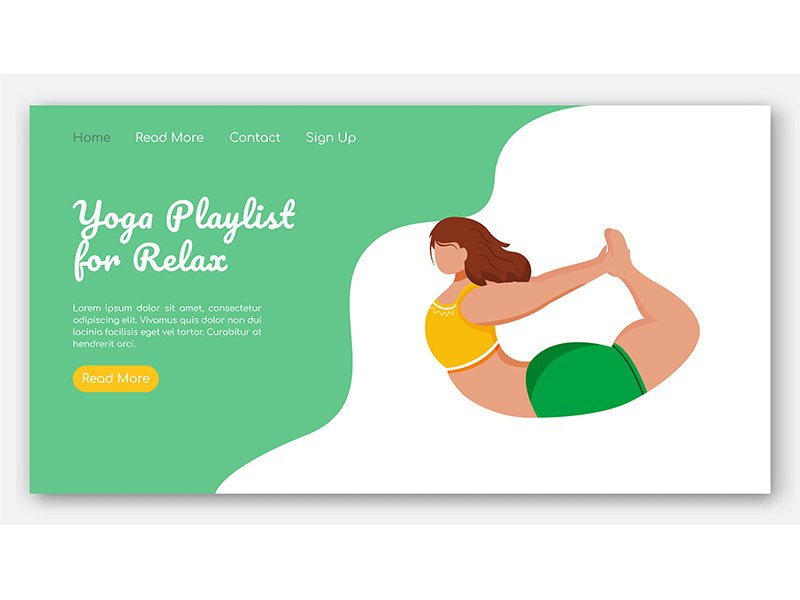 Yoga playlist for relax landing page vector template