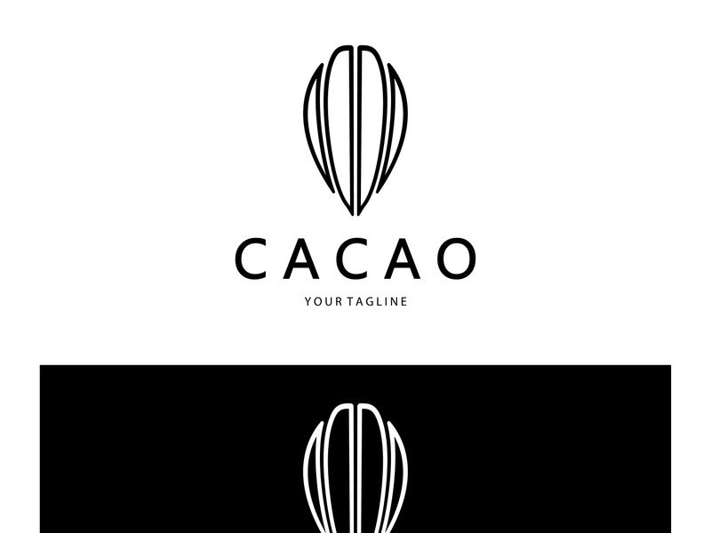 cocoa logo,cocoa bean,cocoa tree,cocoa branches and leaves,chocolate mix on white background,vintage,modern,simple,minimalist icon illustration template design vector