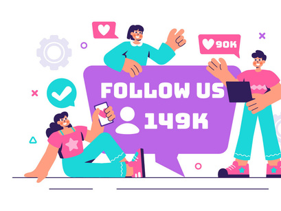 11 Follow Us and Like Illustration