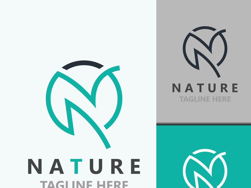 Letter N nature ecology logo with leaves suitable for business garden template vector