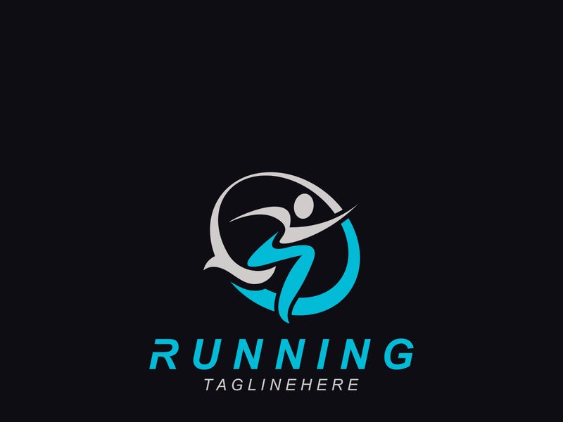 Running sport athlete logo design concept illustration template