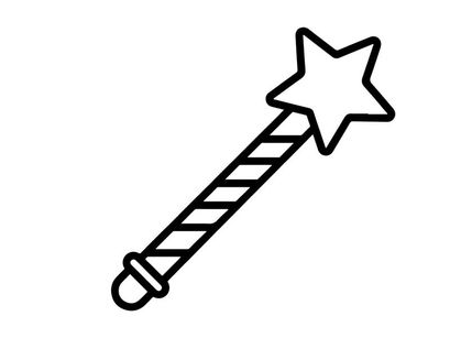 Halloween star wand prop for spooky celebrations. Glowing magic stick with striped handle for costume parties and trick-or-treat events.