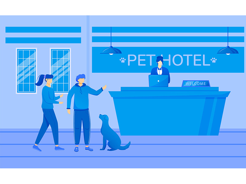 Pet hotel flat vector illustration