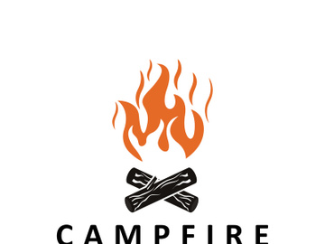 Bonfire Campfire Camp Fire place wood flame vintage retro logo design preview picture