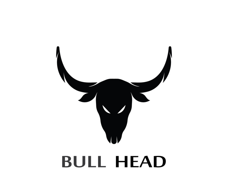 Retro vintage bull head horns logo.