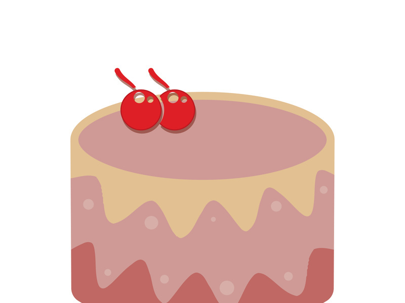 Sweet cake template logo design vector illustration of silhouette with cherries