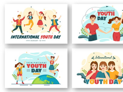 12 Happy International Youth Day Illustration