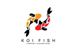 Koi Fish Logo Design, Ornamental Fish Vector, Aquarium Ornament Illustration Brand product