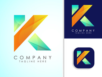 Letter K gradient color logo design template. Graphic alphabet symbol preview picture