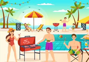 19 Barbecue and Grill Set Vector Illustration