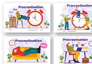 12 Procrastination Vector Illustration