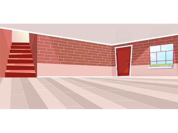 Empty cottage hall interior flat vector illustration preview picture