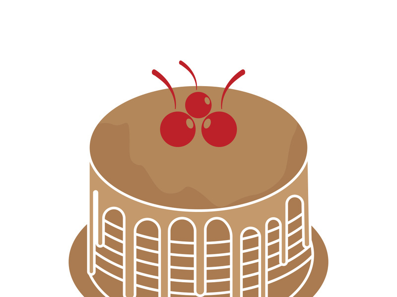 Sweet cake template logo design vector illustration of silhouette with cherries