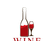 Wine bottle and glass logo design icon