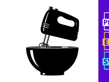 Hand Mixer and Bowl Outline Icon preview picture