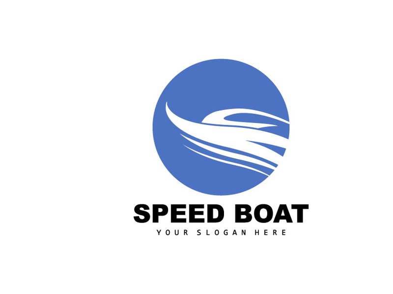 Speed Boat Logo, Fast Cargo Ship Vector, Sailboat, Design For Ship Manufacturing Company, Waterway Shipping, Marine Vehicles